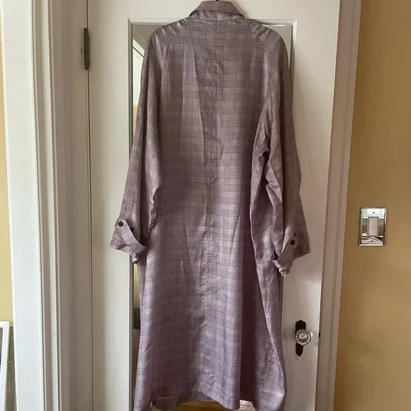 6397 Plaid Button-Up Lightweight Trench - Picture 2 of 9